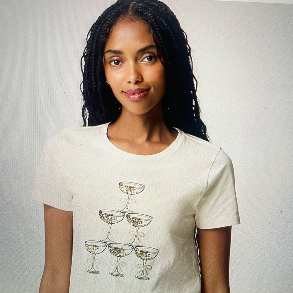 NWT J. Crew White and Gold  Sequin Collection Tee